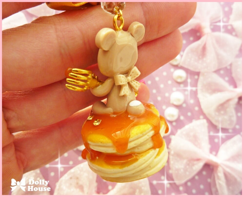 Kawaii Bear on a Pile of Pancakes Necklace by Dolly House