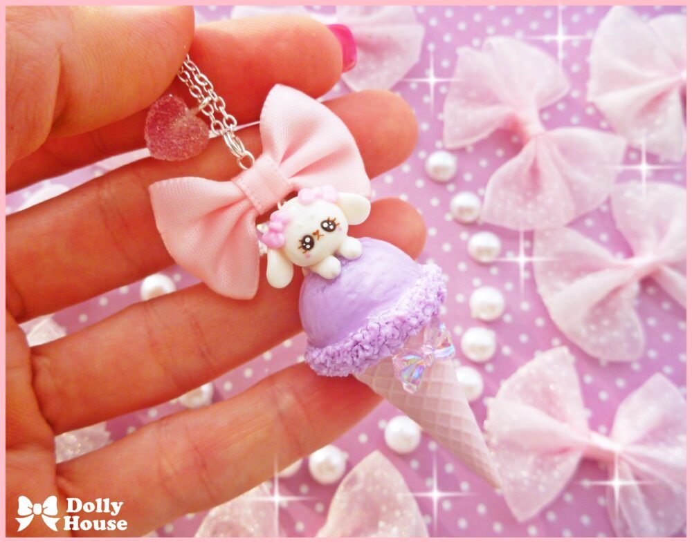 Kawaii Ice-Cream & Bunny  Necklace by Dolly House