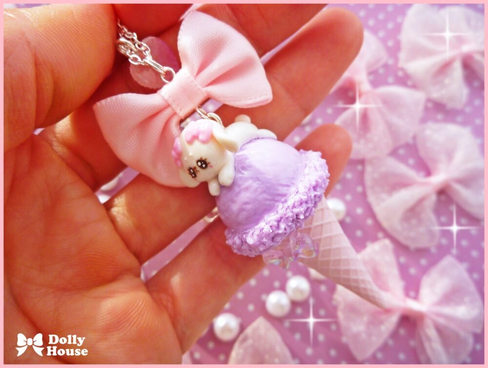 Kawaii Ice-Cream & Bunny  Necklace by Dolly House