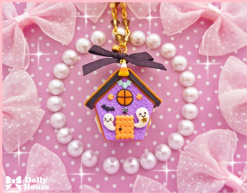 Kreepy Cute Tiny Hounted Gingerbread House Necklace by Dolly House