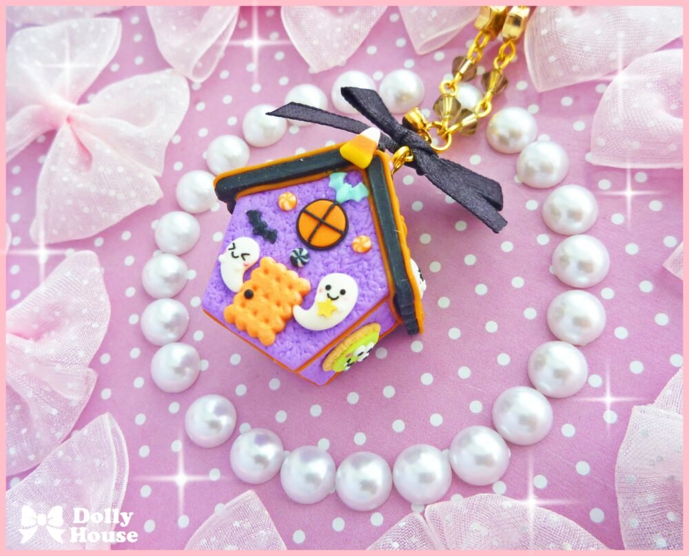 Kreepy Cute Tiny Hounted Gingerbread House Necklace by Dolly House