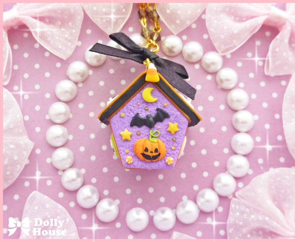 Kreepy Cute Tiny Hounted Gingerbread House Necklace by Dolly House