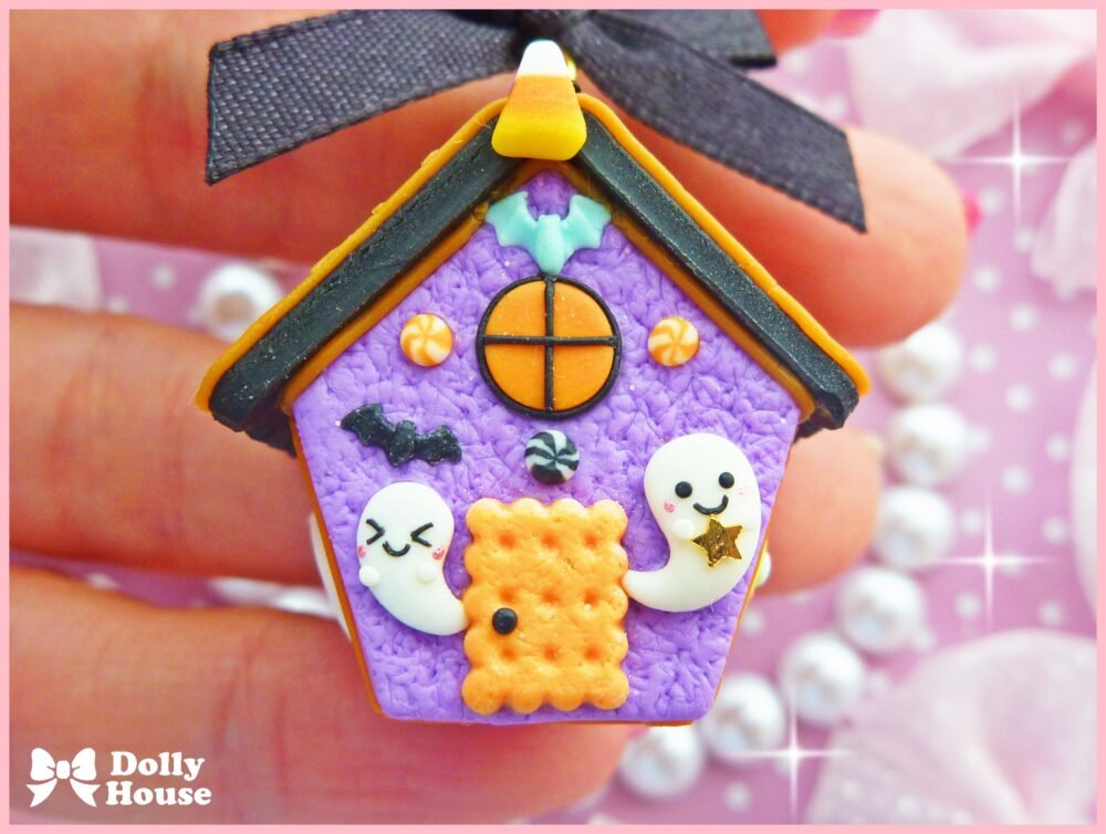 Kreepy Cute Tiny Hounted Gingerbread House Necklace by Dolly House