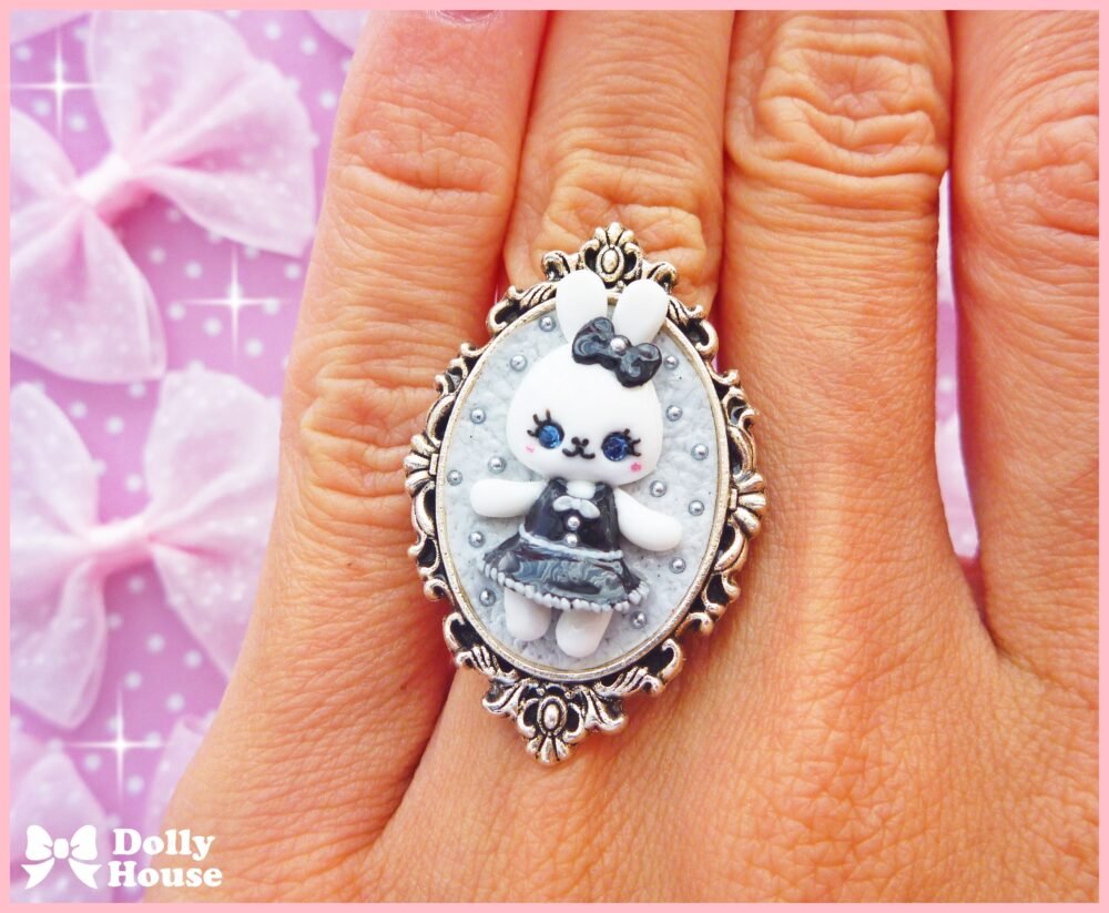 Kawaii  Gothic Bunny Ring by Dolly House 4