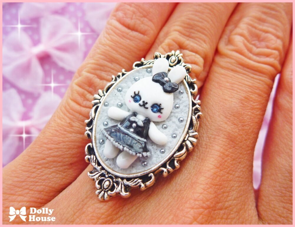 Kawaii  Gothic Bunny Ring by Dolly House 4
