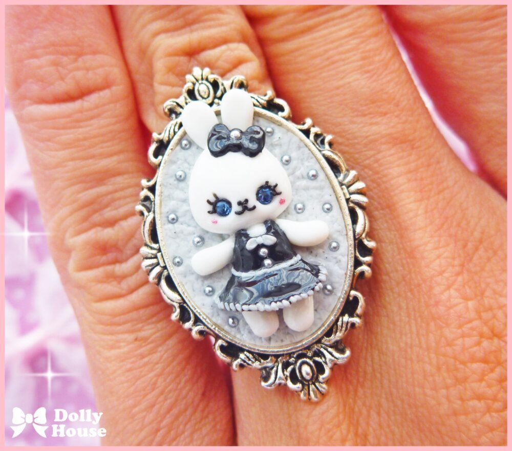 Kawaii  Gothic Bunny Ring by Dolly House 4