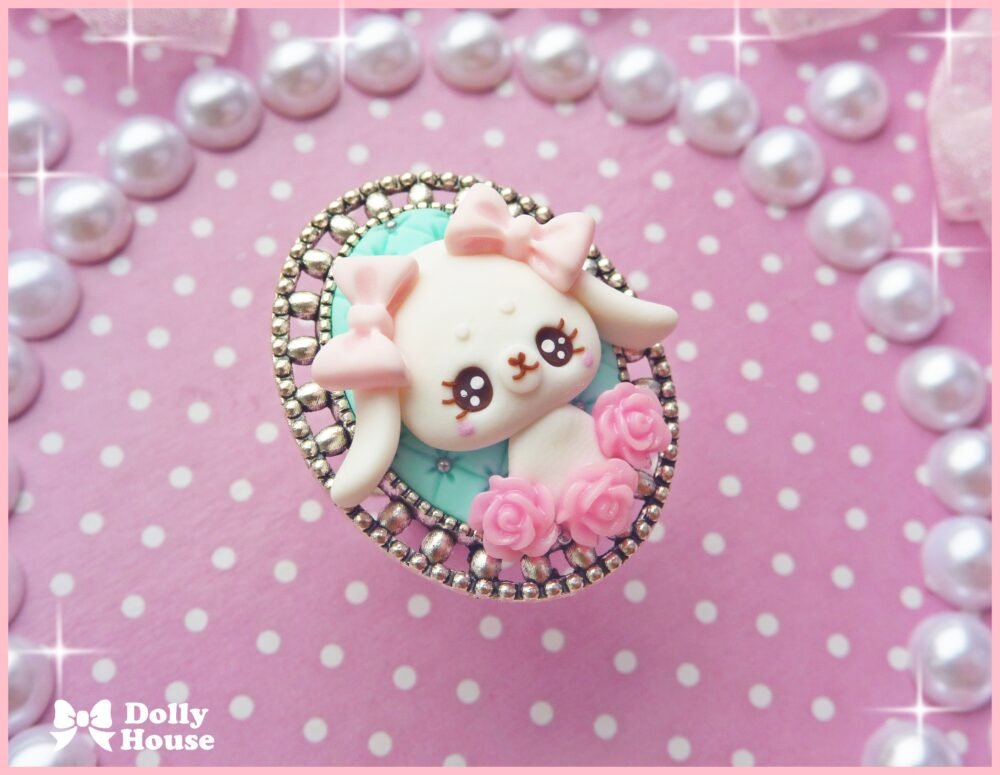 Kawaii  Bunny&Roses Ring by Dolly House III