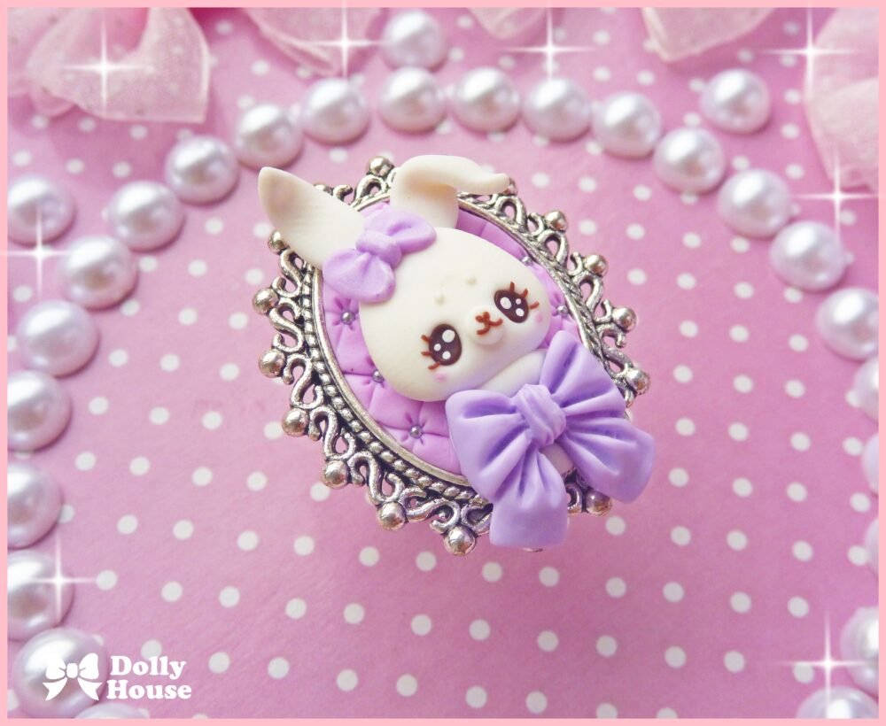 Kawaii Bunny&Ribbon Bows Ring by Dolly House