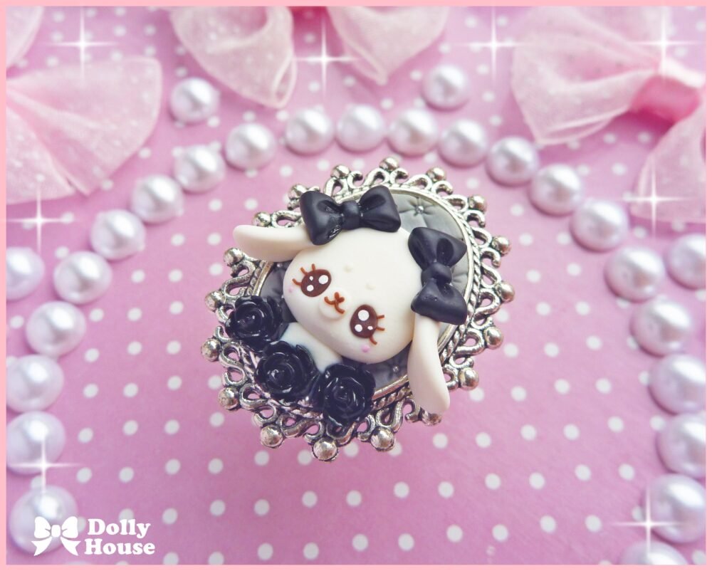 Kawaii  Gothic Bunny&Roses Ring by Dolly House