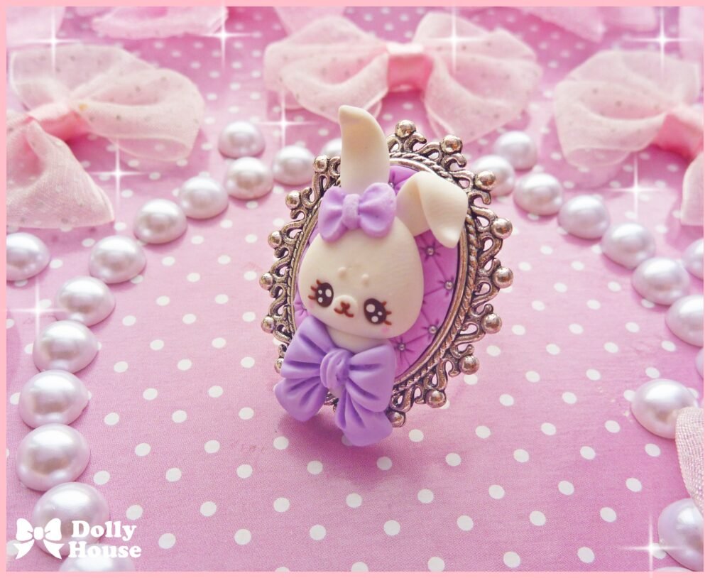 Kawaii Bunny&Ribbon Bows Ring by Dolly House