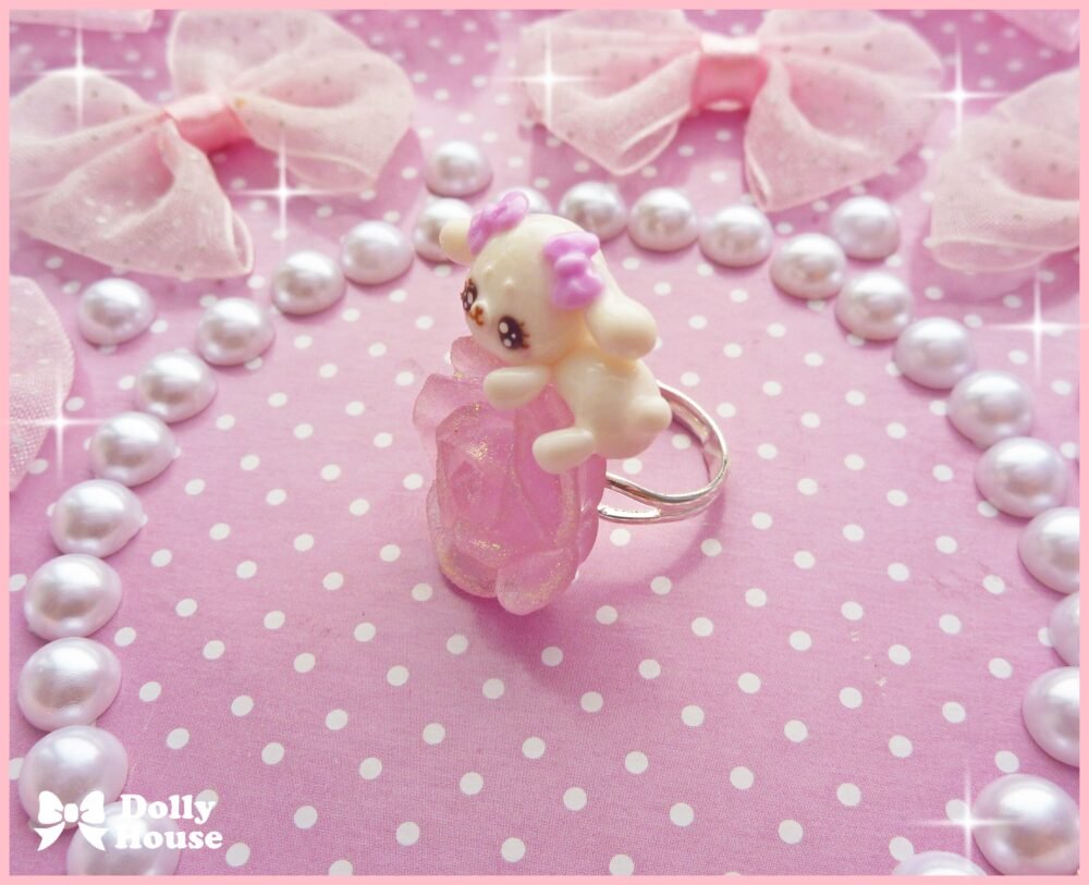 Kawaii Rose & Bunny Ring by Dolly House