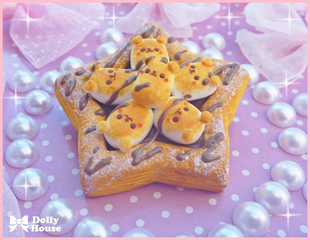 Kawaii Baked Marshmallow Bears Pastry Brooch by Dolly House