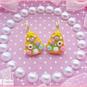 Kawaii Tiny Christmas Tree Cookies Earrings by Dolly House II