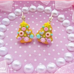 Kawaii Tiny Christmas Tree Cookies Earrings by Dolly House III