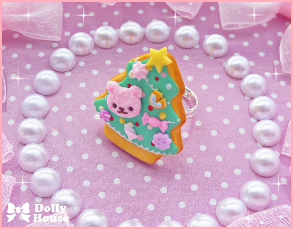 Kawaii Christmas Tree Cookie Ring by Dolly House