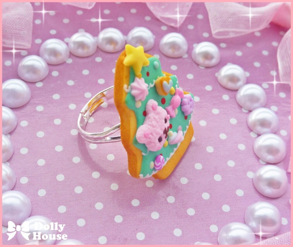 Kawaii Christmas Tree Cookie Ring by Dolly House