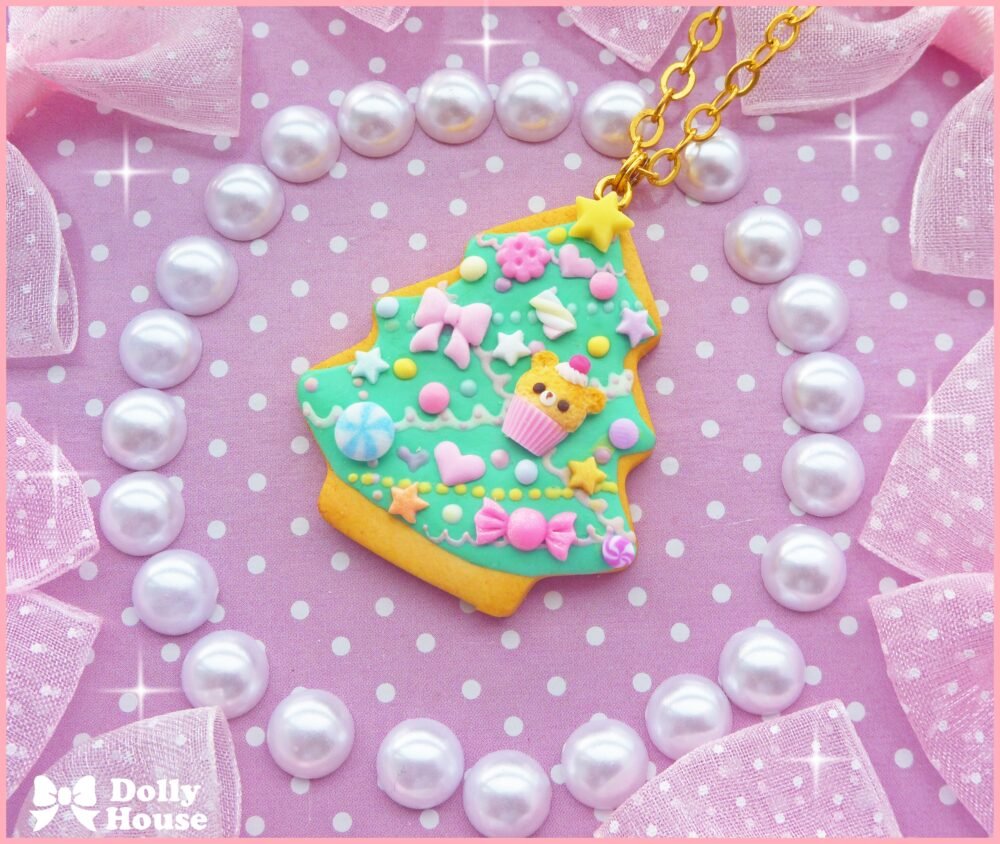 Kawaii Christmas Tree Cookie Necklace by Dolly House