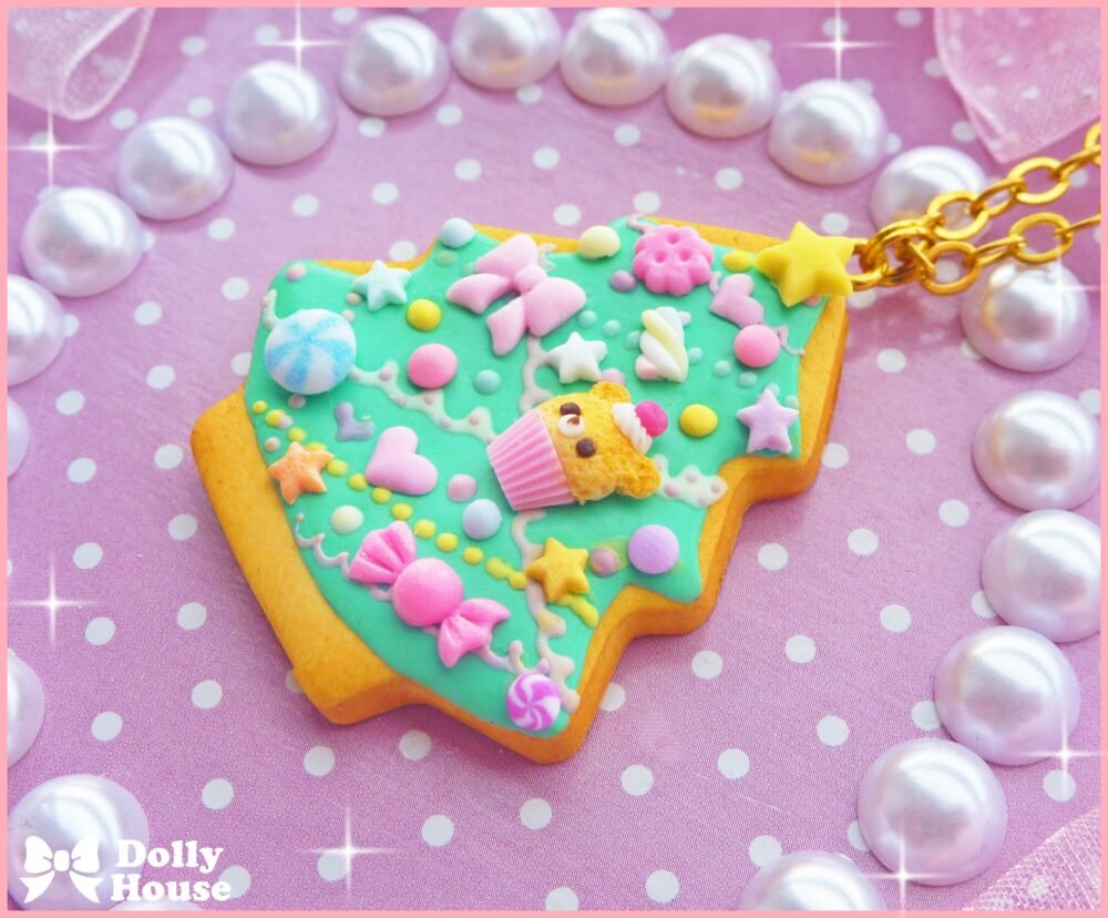 Kawaii Christmas Tree Cookie Necklace by Dolly House