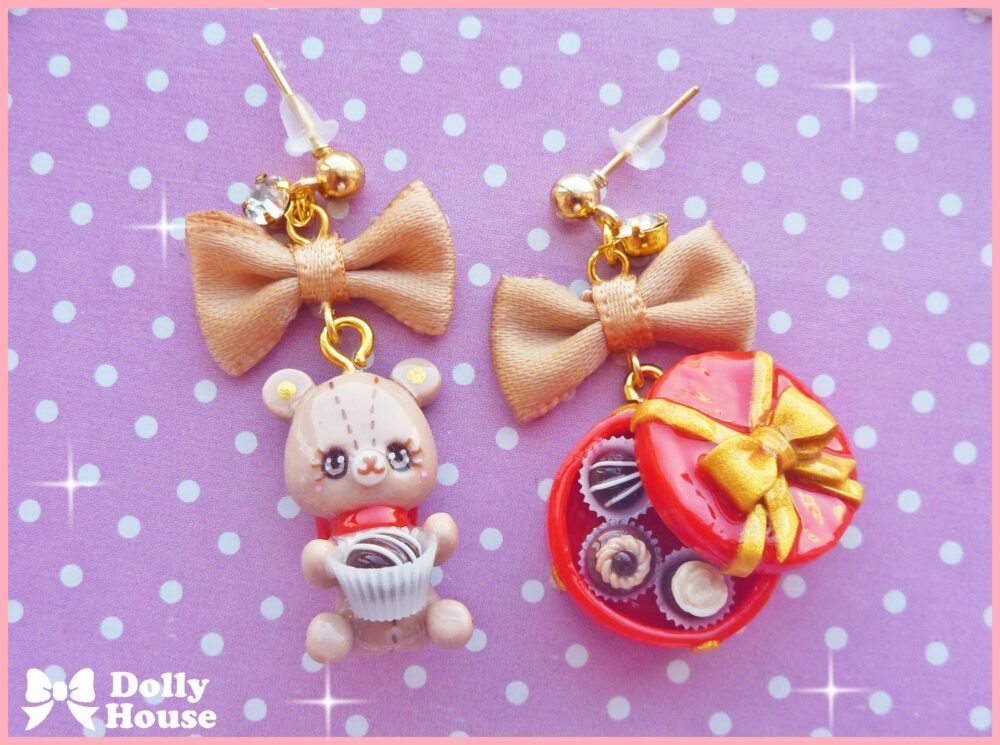 Kawaii  Choco Bear  Earrings by Dolly House