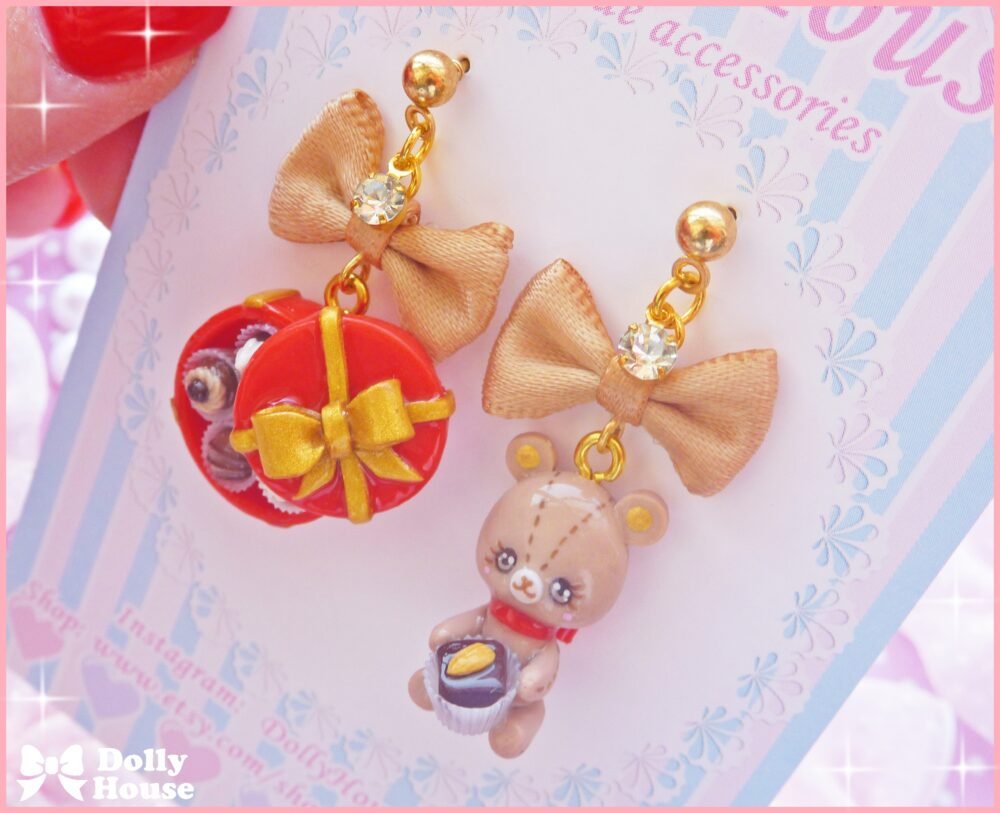 Kawaii  Choco Bear  Earrings by Dolly House I