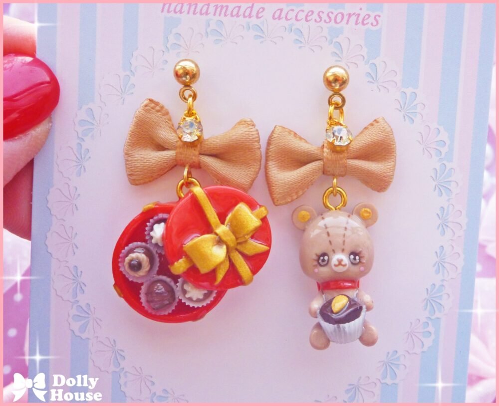 Kawaii  Choco Bear  Earrings by Dolly House I