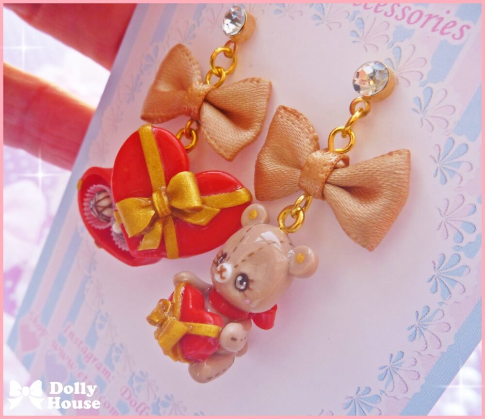 Kawaii Choco Bear Earrings by Dolly House II