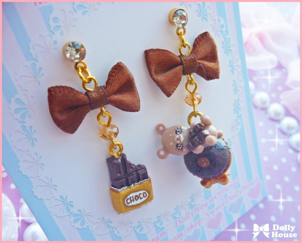 Kawaii  Choco Bear  Earrings by Dolly House III