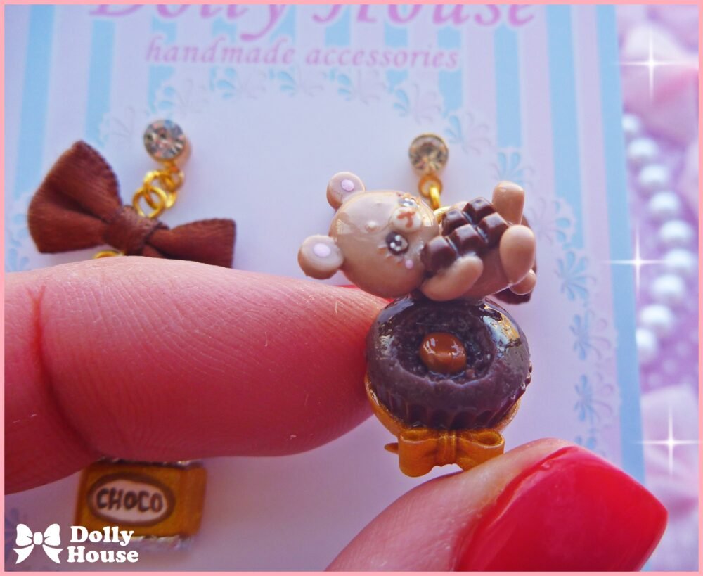 Kawaii  Choco Bear  Earrings by Dolly House III