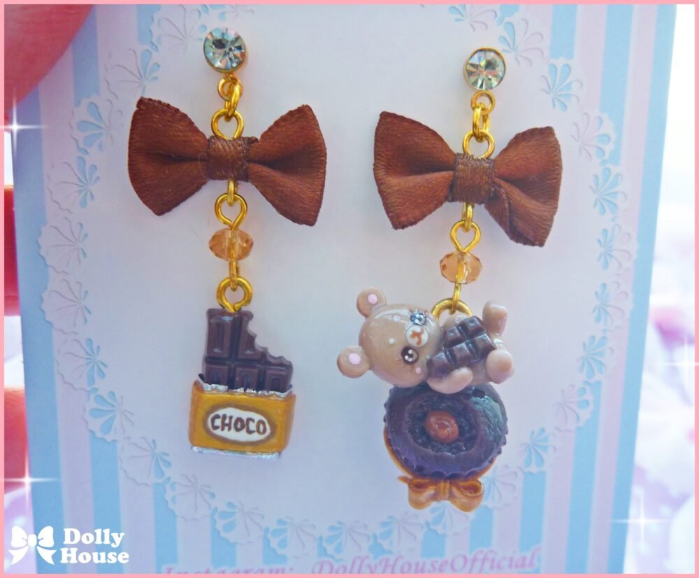 Kawaii  Choco Bear  Earrings by Dolly House III