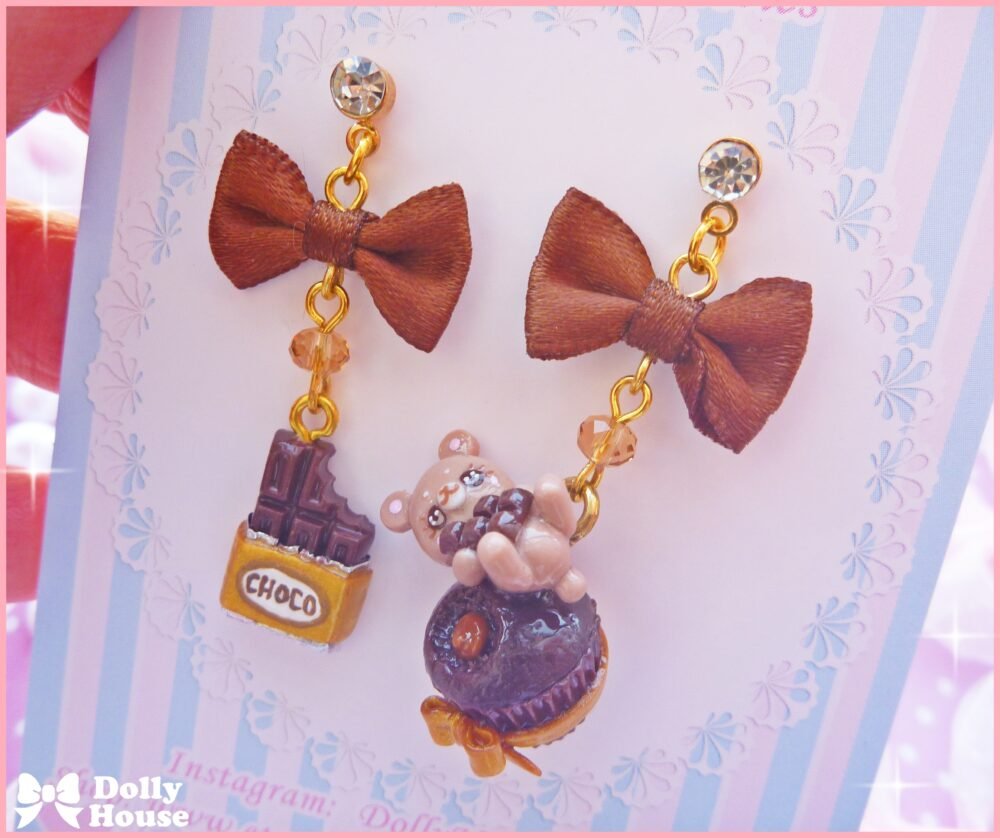 Kawaii  Choco Bear  Earrings by Dolly House III