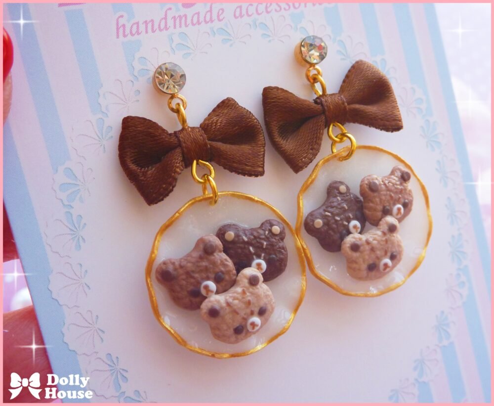 Kawaii  Cookie Bears  Earrings by Dolly House