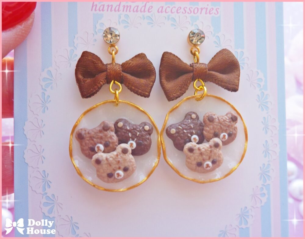 Kawaii  Cookie Bears  Earrings by Dolly House