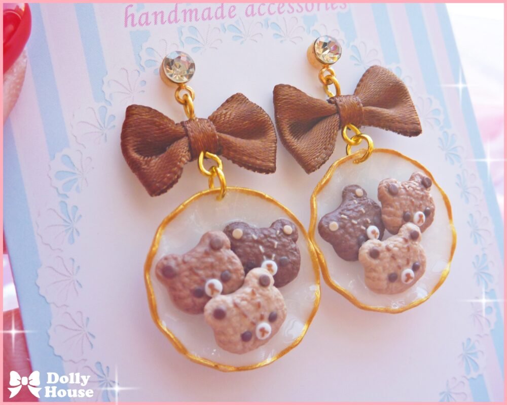 Kawaii  Cookie Bears  Earrings by Dolly House