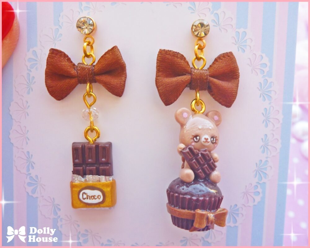 Kawaii  Choco Bear  Earrings by Dolly House V