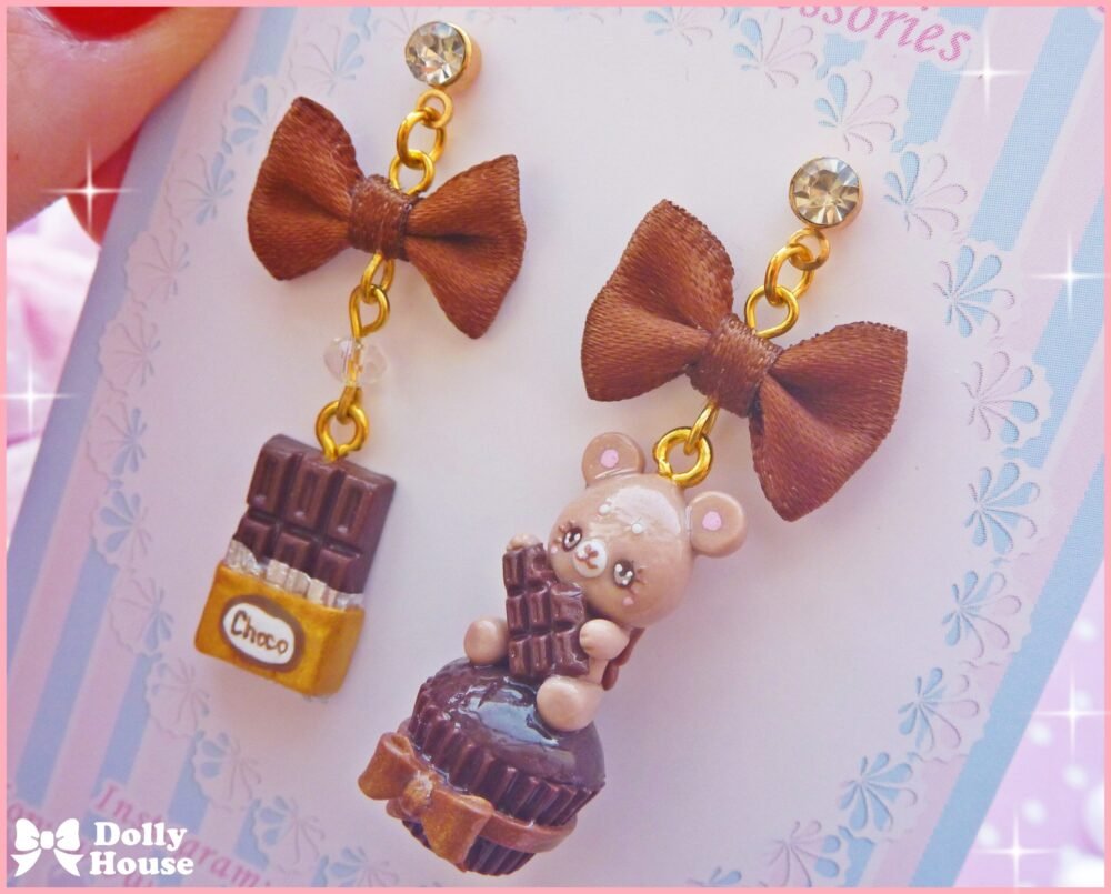 Kawaii  Choco Bear  Earrings by Dolly House V