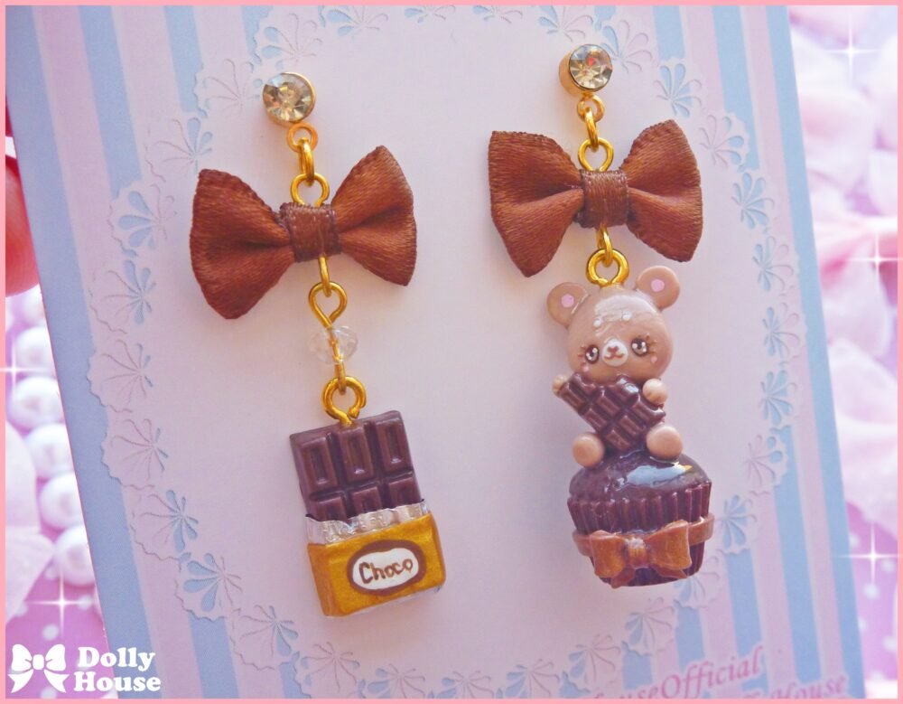 Kawaii  Choco Bear  Earrings by Dolly House V