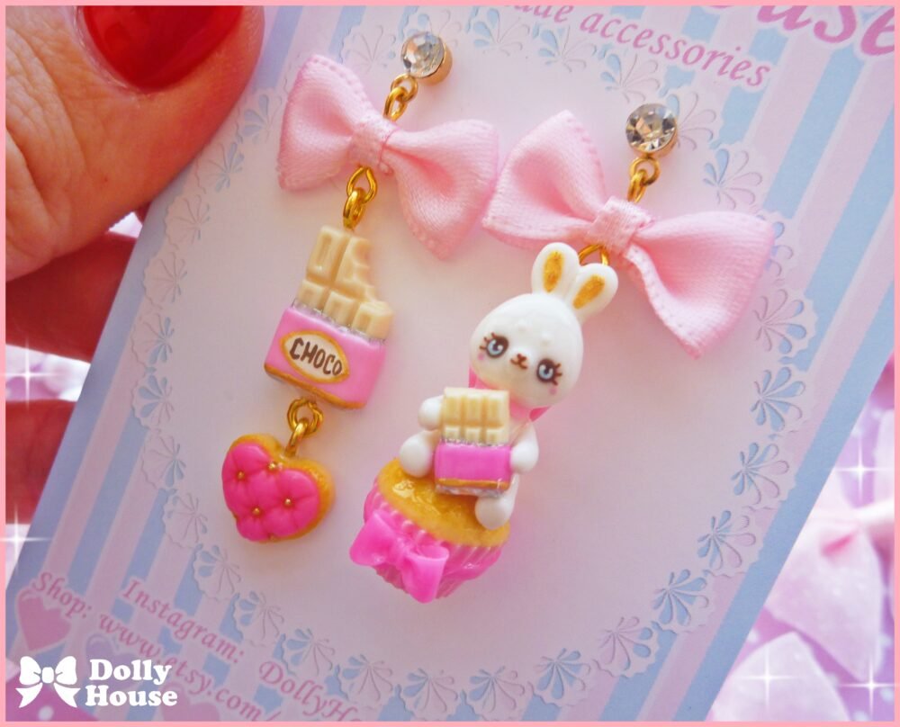 Kawaii  Choco Bunny  Earrings by Dolly House