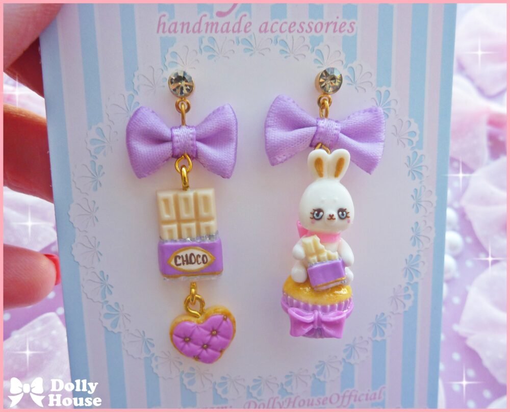Kawaii  Choco Bunny  Earrings by Dolly House I