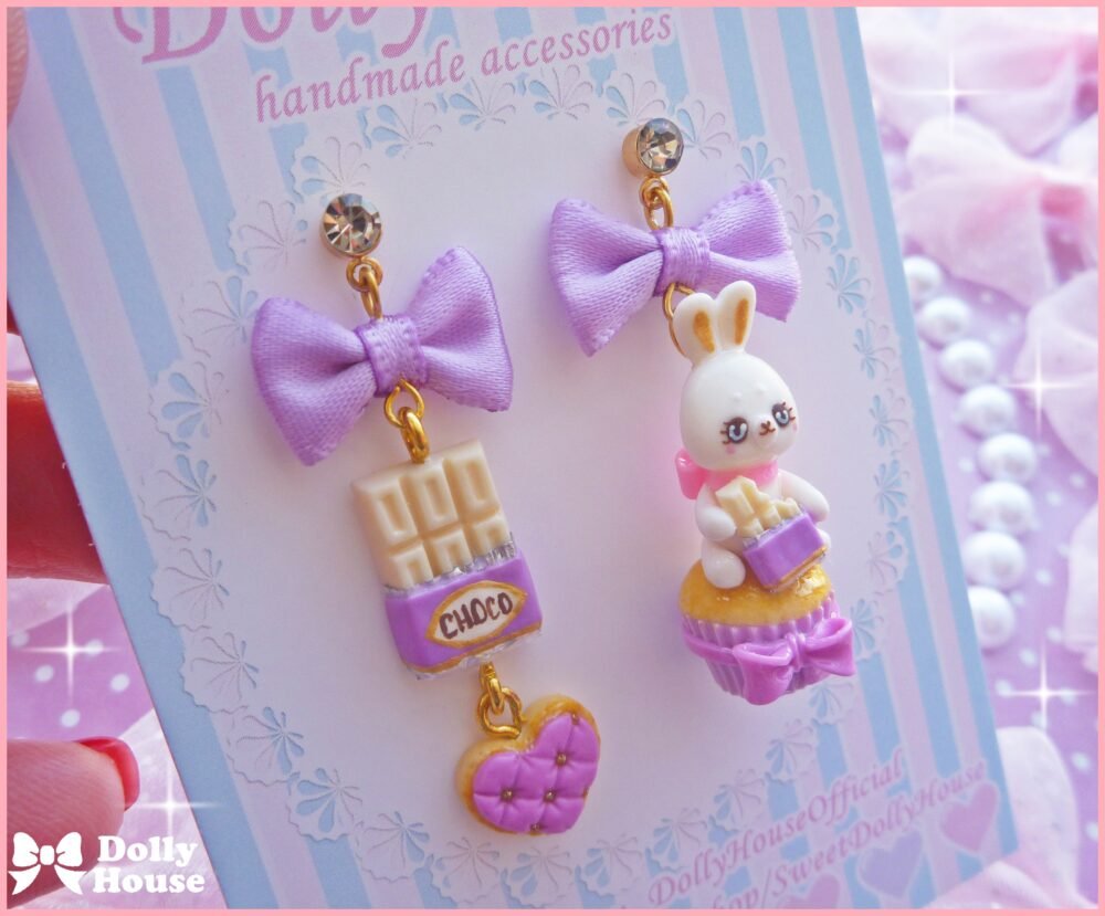 Kawaii  Choco Bunny  Earrings by Dolly House I
