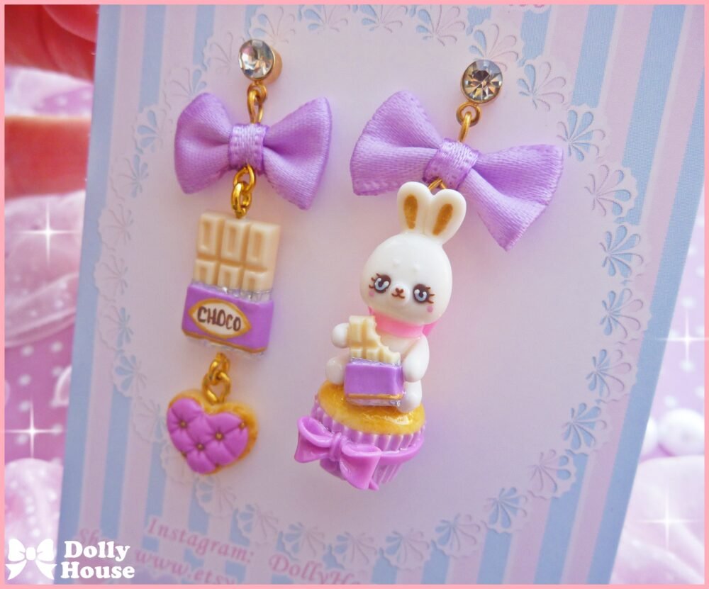 Kawaii  Choco Bunny  Earrings by Dolly House I