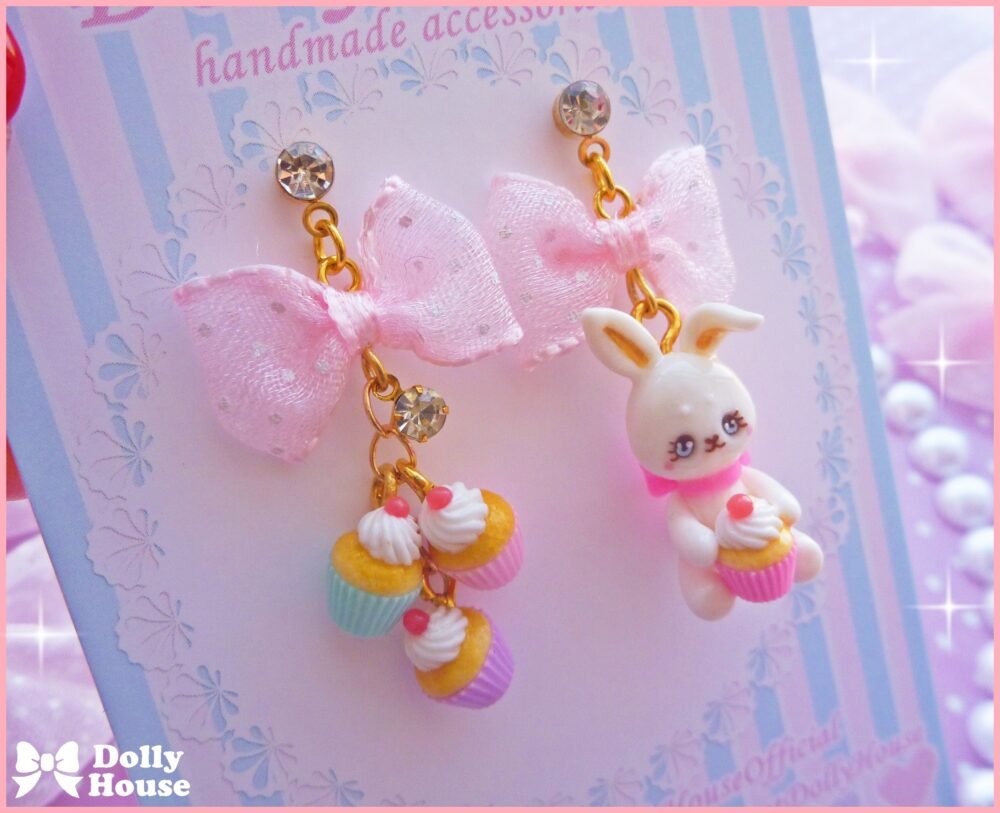 Kawaii  Cupcake Bunny  Earrings by Dolly House