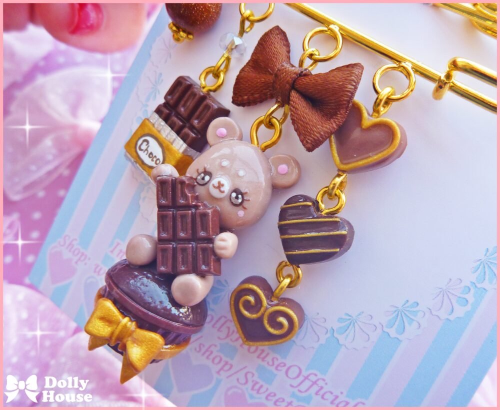 Kawaii Choco Cupcake Bear Pin Brooch by Dolly House