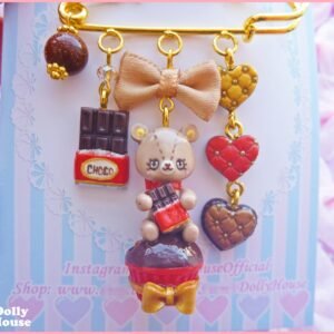 Kawaii Choco Cupcake Bear Pin Brooch by Dolly House I