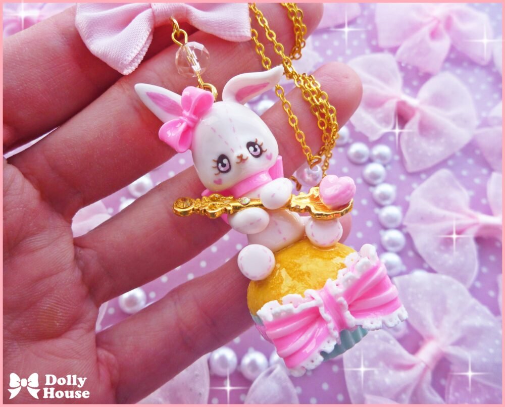 Kawaii Cupcake Bunny Necklace by Dolly House
