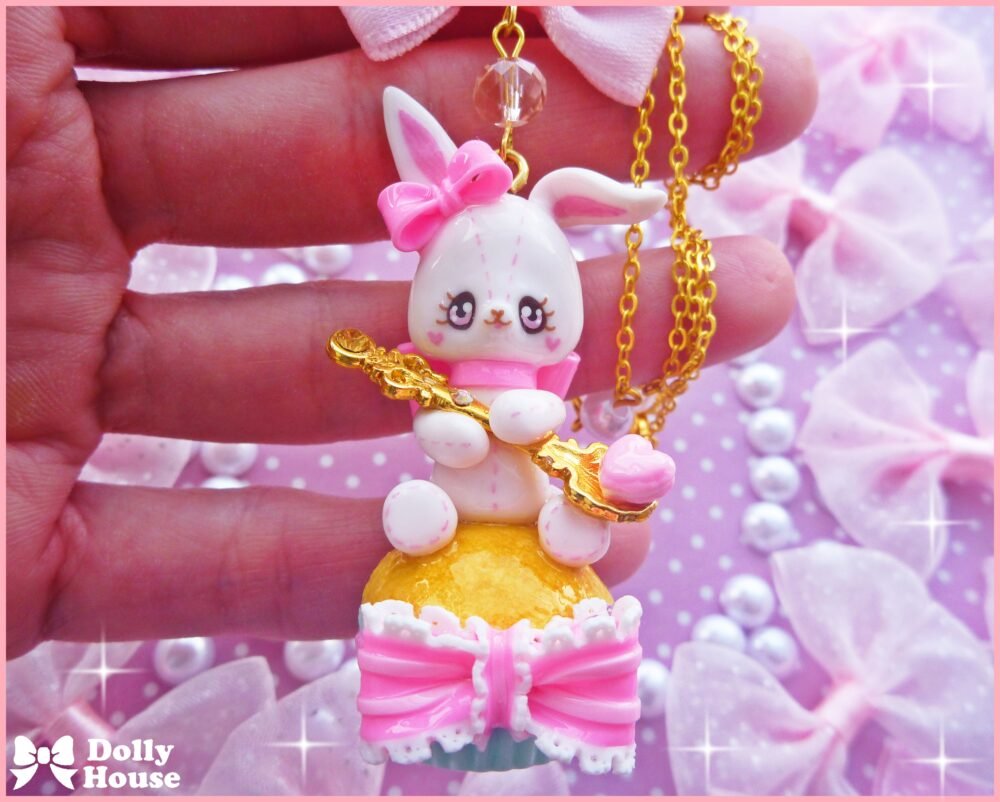 Kawaii Cupcake Bunny Necklace by Dolly House
