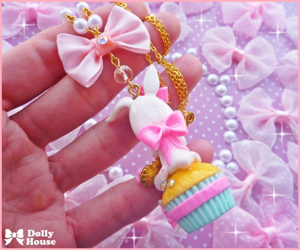 Kawaii Cupcake Bunny Necklace by Dolly House