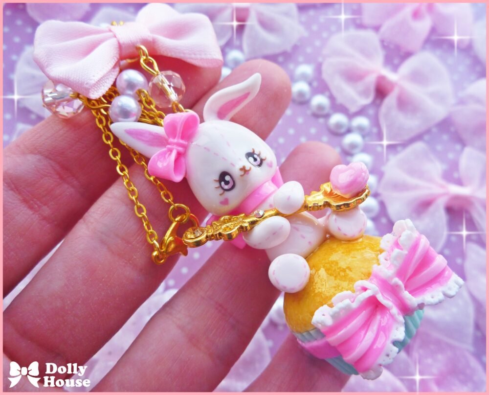 Kawaii Cupcake Bunny Necklace by Dolly House