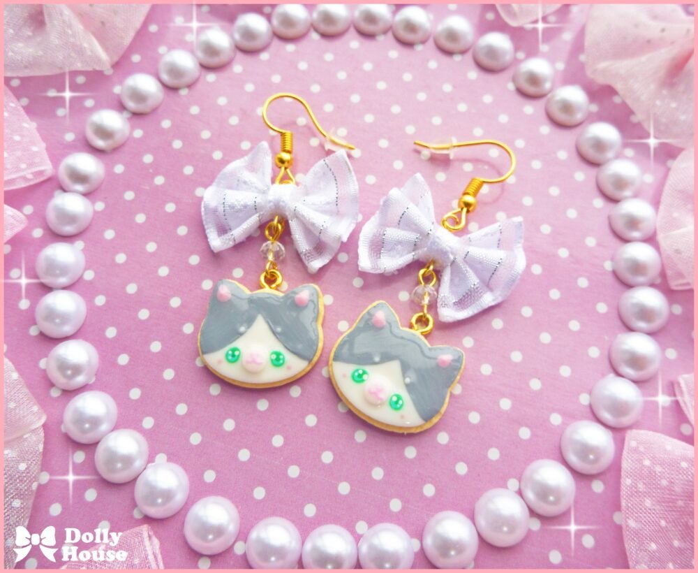 Kawaii Cat Cookies Earrings by Dolly House