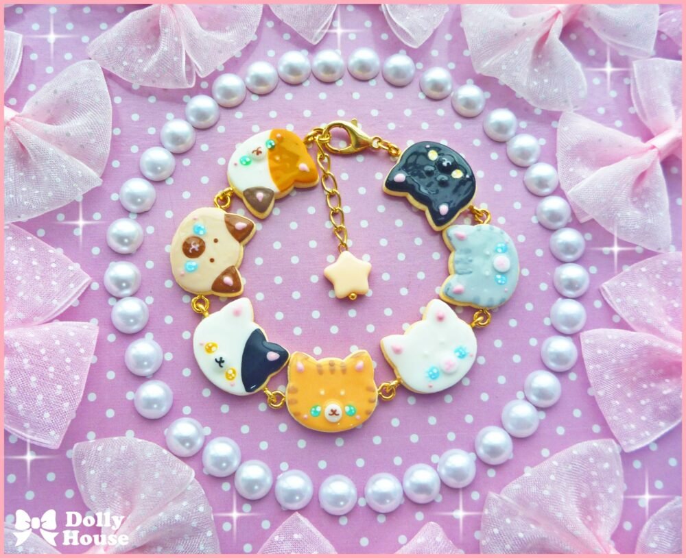 Kawaii Cat Cookies  Bracelet by Dolly House