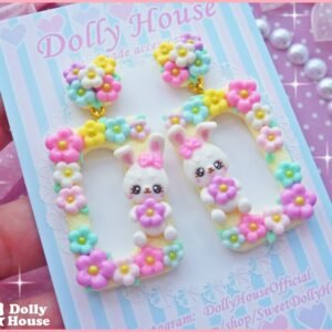 Kawaii Spring Bunnies Earrings by Dolly House 2